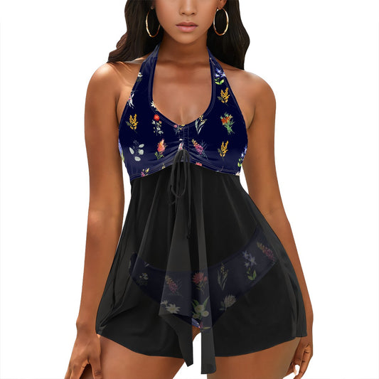 Two Piece Cover Skirt Swimsuit - Australian Florals