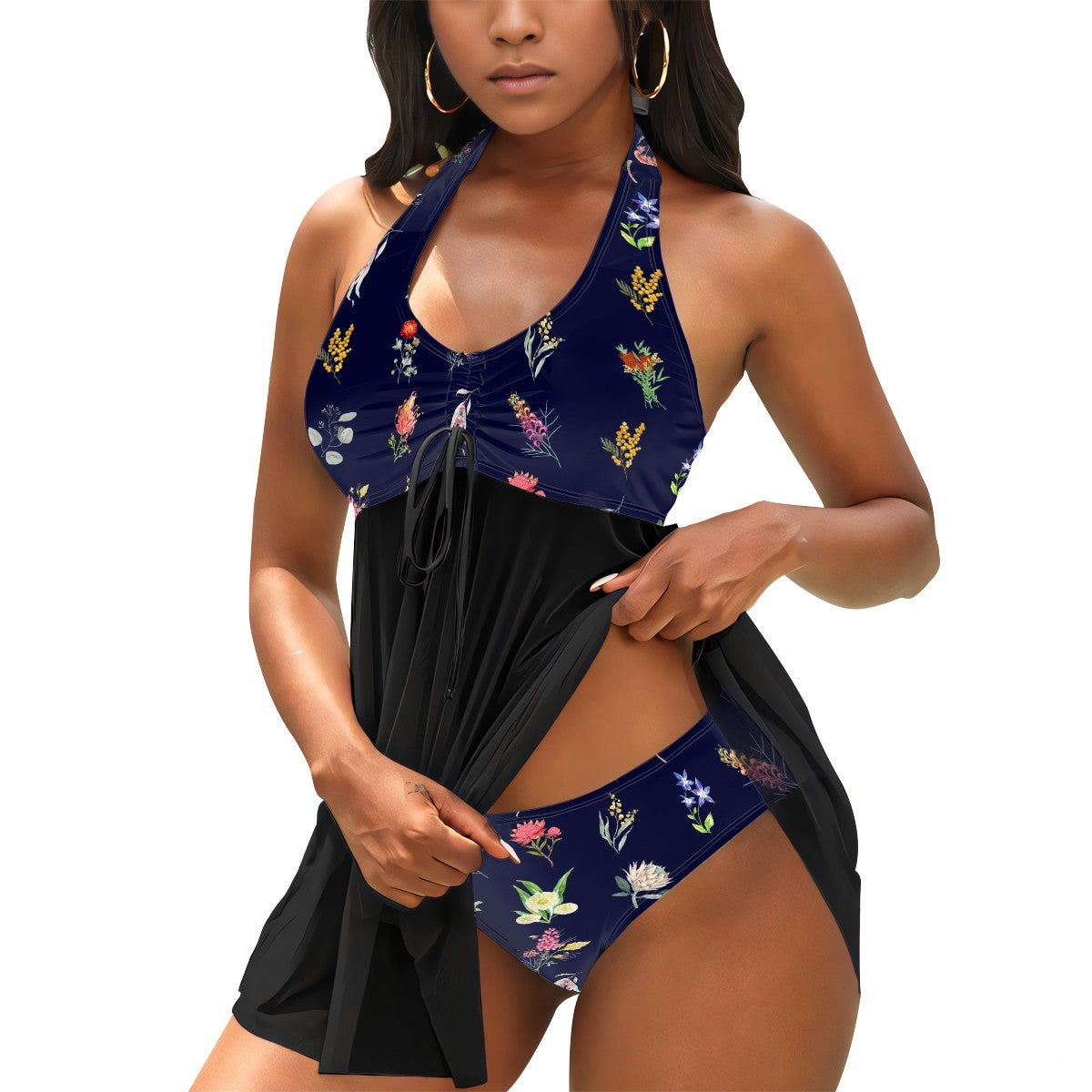 Two Piece Cover Skirt Swimsuit - Australian Florals